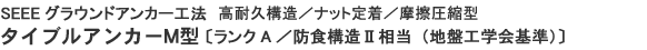 SEEEグラウンドアンカー工法　高耐久構造／ナット定着／摩擦圧縮型　タイブルアンカーM型　〔ランクA／防食構造Ⅱ相当（地盤工学会基準）〕