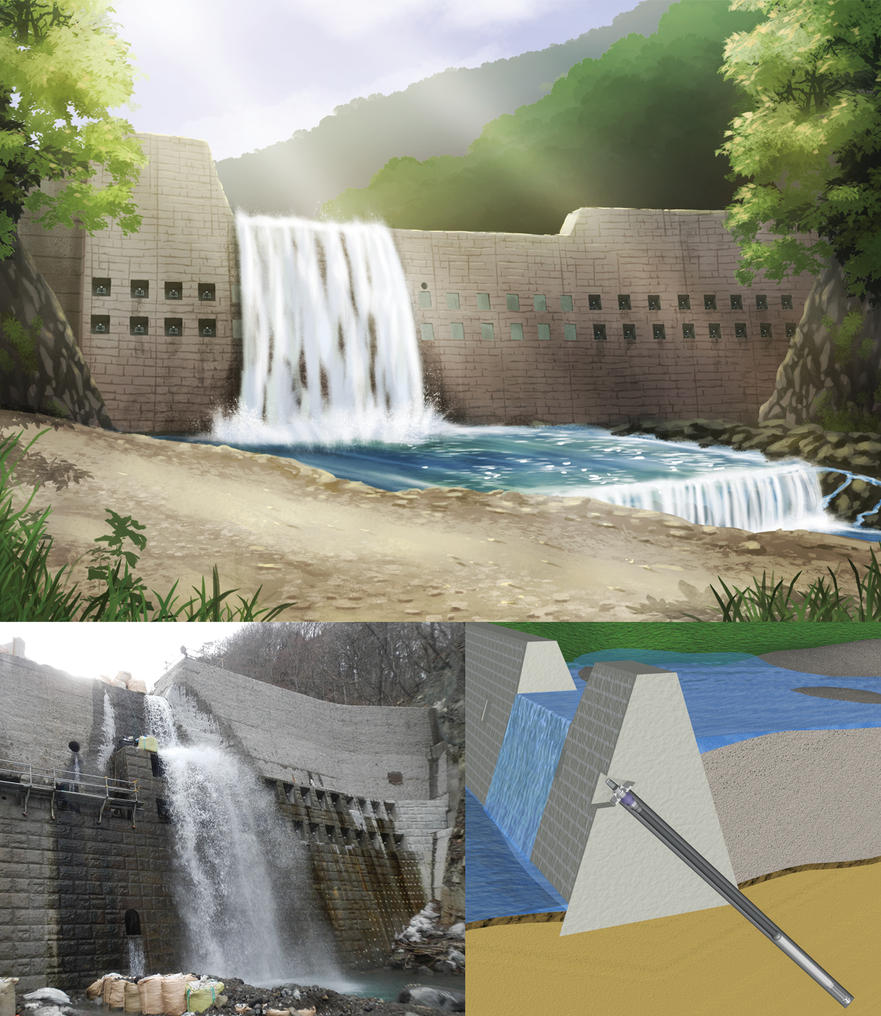 砂防堰堤補強アンカー工法